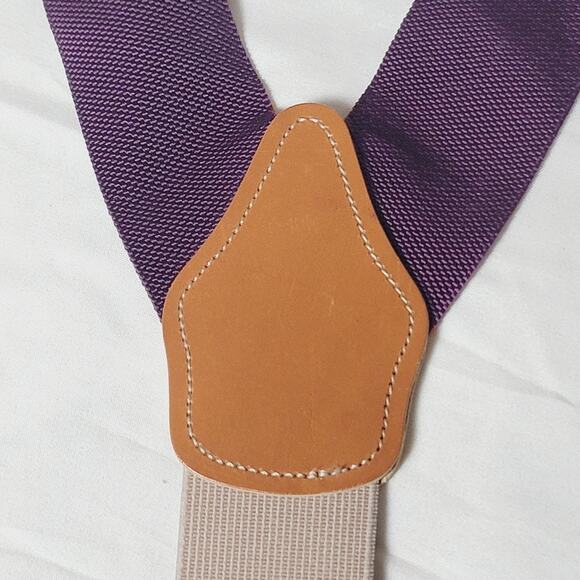 Dooney & Bourke Suspenders Mens One Size Purple Tan Leather Button End Y-Back - Picture 8 of 8